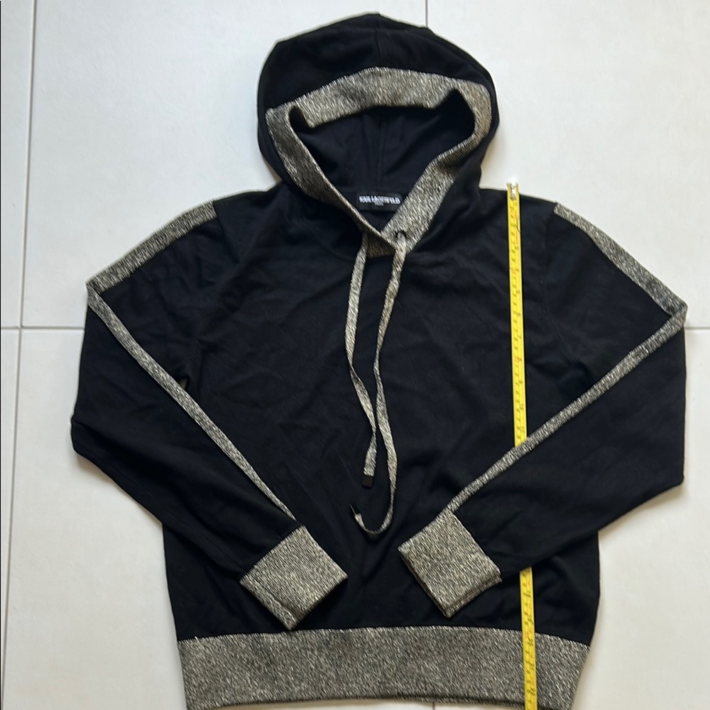 Karl Lagerfeld Black and Gold Hooded Sweater
